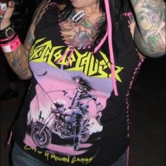 Large/XL Toxic Holocaust Pink lace up top Metal Punk Thrash - Picture 1 of 4